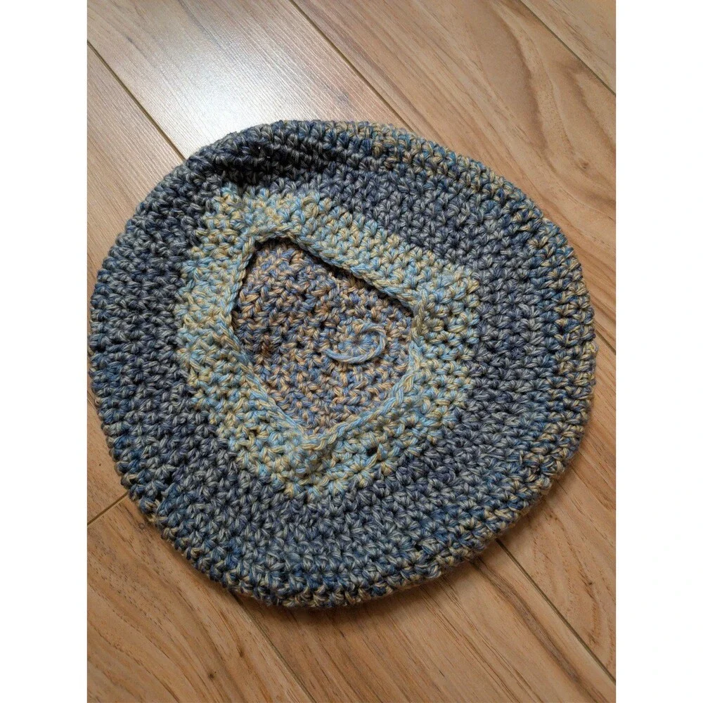 Bundle of 2 Handmade Crochet Beret Hats - French Artist Slouchy Tams - Blue